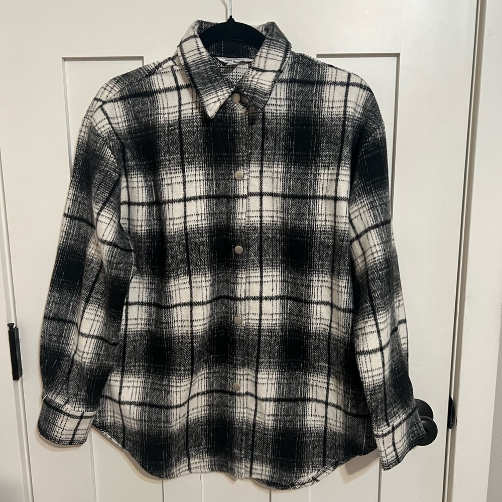 BB Dakota Steve Madden Sophia Shacket Plaid Black & White Jacket Button XS - Picture 5 of 10